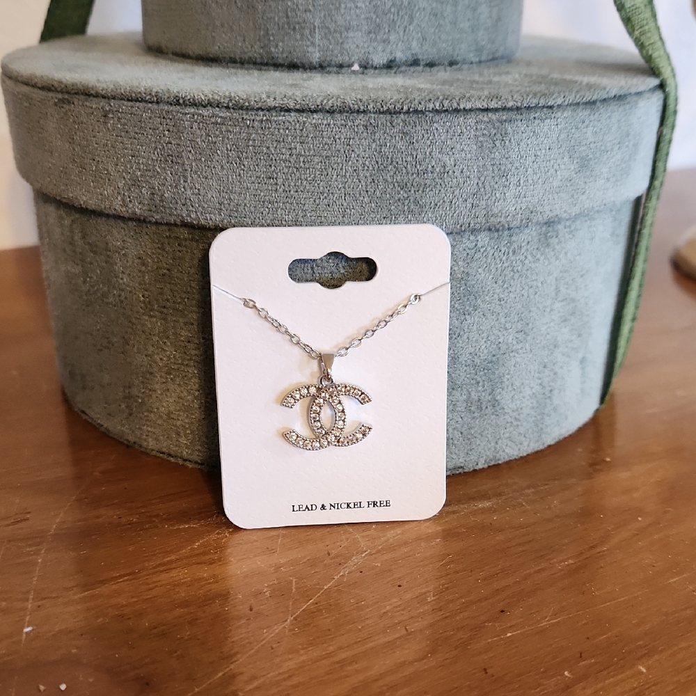 Elegant CC Silver Pendant Necklace